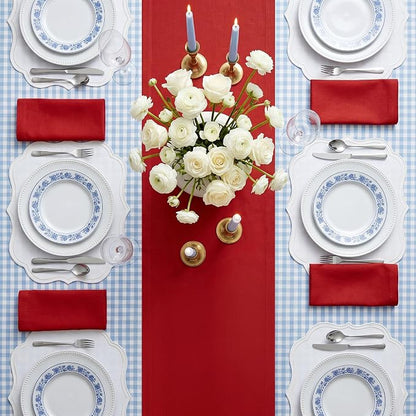 Solino Home 100% Pure Linen Table Runner Red, Fete 14 x 144 Inch Longch | Table - Image 3