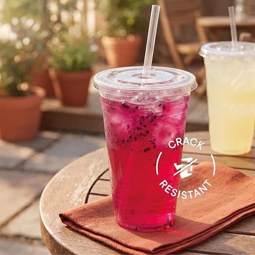 Stack Man Clear Plastic Cups - 24 oz - 100 Sets | Jumbo Disposable Smoothie & - Image 5