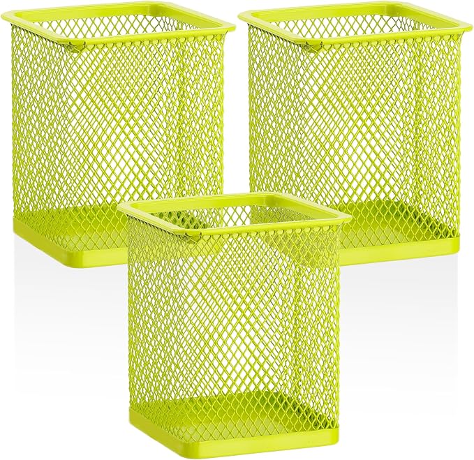 Segarty Pen Cup Holder, 3 Pack Square Light Green Pen Holder by Segarty
