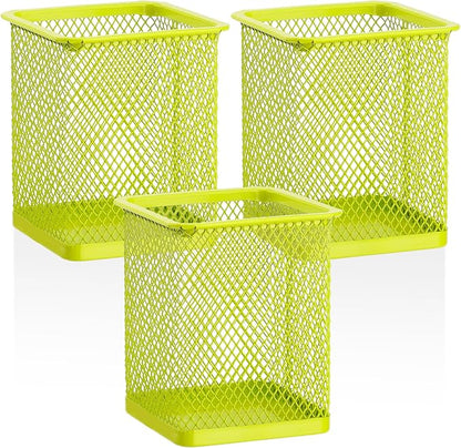 Segarty Pen Cup Holder, 3 Pack Square Light Green Pen Holder by Segarty