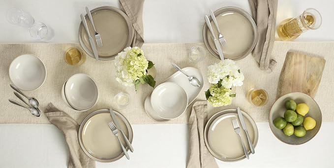 Oneida Organic Shades Oatmeal Stoneware 2-Piece Serving Platter Set | - Image 9