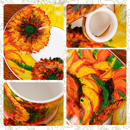 KAMMAK Tea Cups and Saucers Set of 2, Porcelain Coffee Cups, JBE006 | Stackable - Image 7