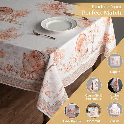 Maison d' Hermine Table Cloth Rectangle Table 100% Cotton 60 x 108 Inches Fall Tablecloth Reusable Everyday Use for Thanksgiving Christmas Decorations Dining Farmhouse Party (Giving Thanks)