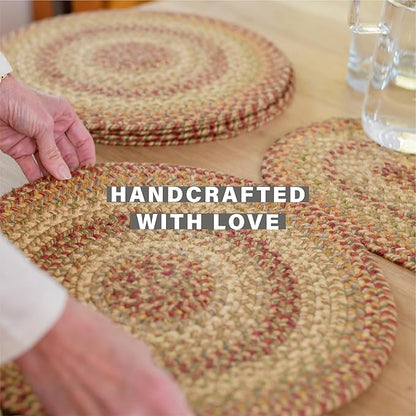 Homespice Harvest Jute Braided Kitchen Trivets for Hot Dishes, Warm Country Decor, Set of 6, Multicolor 8" Round Heat Resistant Mat - Rich Colors, Easy to Clean, Durable and Protects Furniture