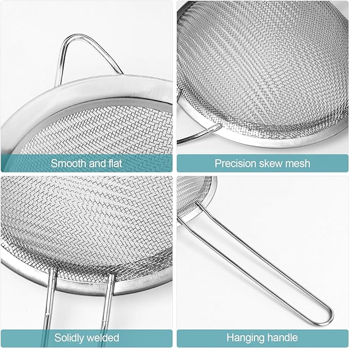 3 Pack Fine Mesh Strainer, Small Stainless Steel Sieves - Image 3