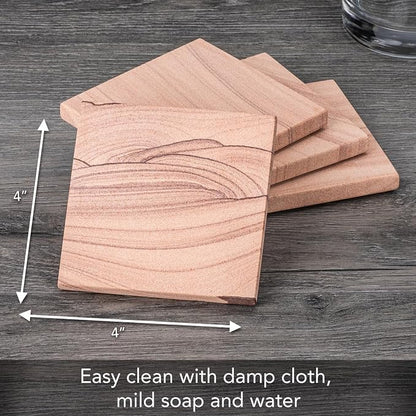 Thirstystone Desert Sand Natural Sandstone Coaster 4 Pack | 4" Square, - Image 3