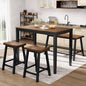 Sophia & William Dining Table Set for 4, Wooden Kitchen Table Set with Bench and 2 Chairs, Space-Saving Farmhouse Dining Sets,Walnut & Black