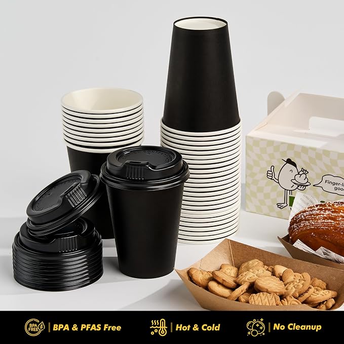 RACETOP Coffee Cups with Lids 12 oz, 100 Pack Disposable To Go Cups, To-go - Image 8