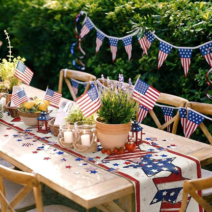 Gilprop 3 Pcs 4th of July Table Runners Patriotic Tablecloth, 13x72 Inch | - Image 2