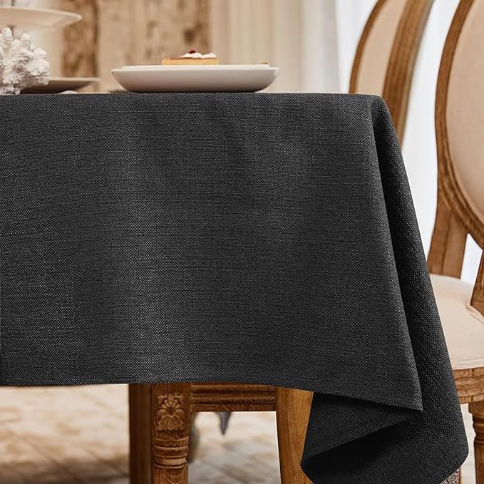 BALCONY & FALCON Rectangle Tablecloth 57" x 85" Washable Wrinkle Resistant and Water Proof Table cloth, Decorative Linen Fabric Tablecloths for Dining, Parties, Kitchen, Wedding and Outdoor Use, Black