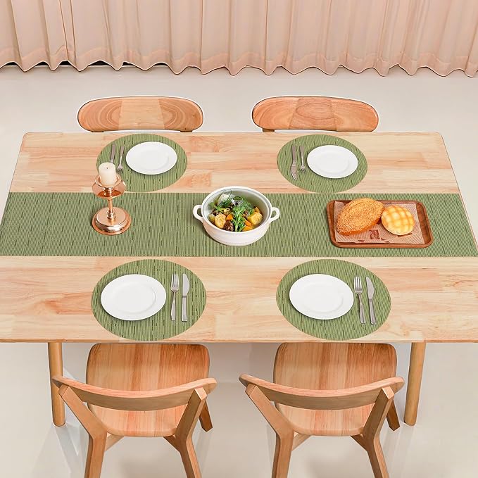 Table Runner 72 Inches Long, Vinyl Woven Heatproof Table Runners | Washable - Image 8