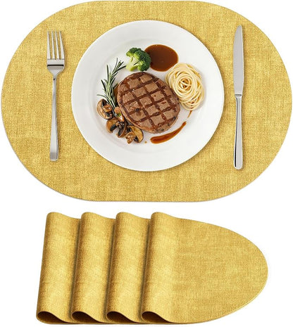 Placemats Set of 4, 11.8 x 17 Inch, Waterproof Wipeable Reversible PU Placemat by homing
