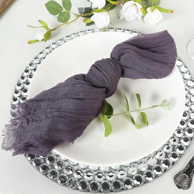 Efavormart 5 Pack 24"x19" Purple Matte Gauze Cheesecloth Napkins, Regal Cotton - Image 2
