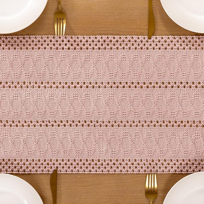 Boho Table Runner Summer Farmhouse Rustic Dining Dresser Scarf Home Decor | - Image 5