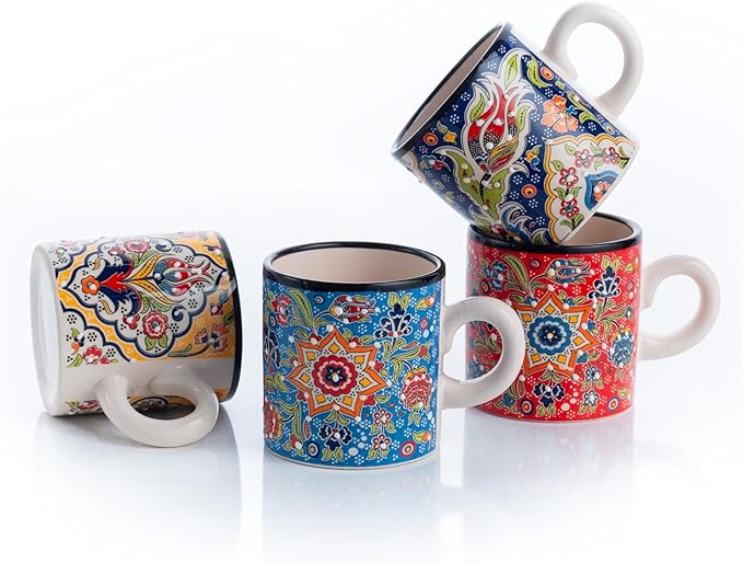 Ceramic Espresso Cups, 5 Oz Espresso Cups Set of 4, Handmade Espresso Cup by ELYESE