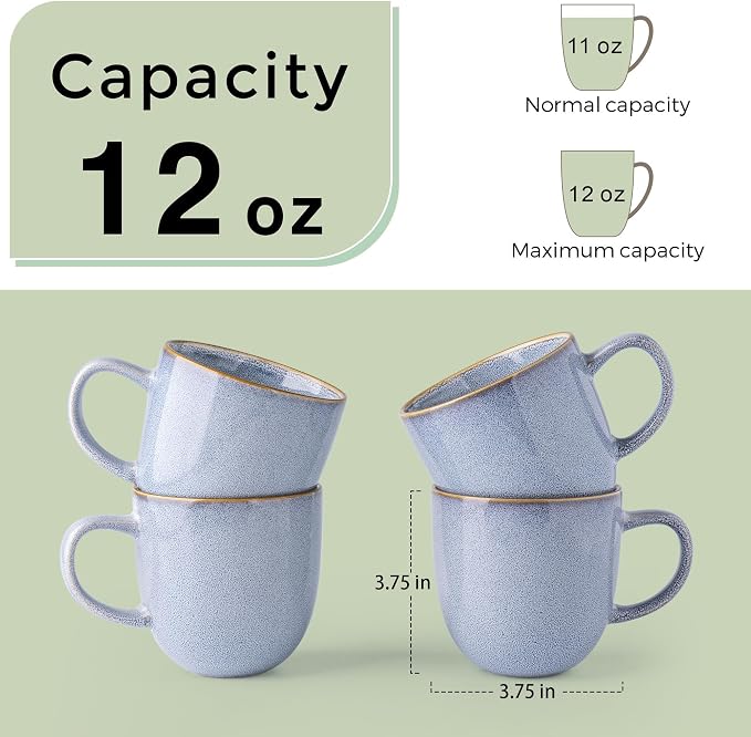 AmorArc 12oz Coffee Mugs, Ceramic Coffee Mugs set of 4 - Image 3