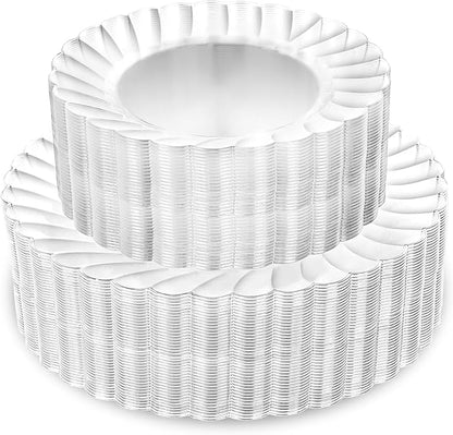 YOUBET 100PCS Clear Scalloped Plastic Plates by YOUBET