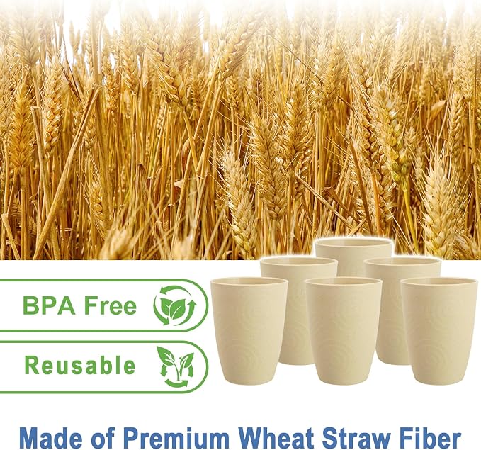 12 oz Kids Cups，Wheat Straw Cups Set of 6, Alternatives to Plastic Cups Reusable - Image 3