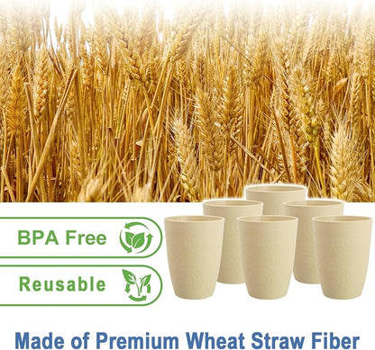 12 oz Kids Cups，Wheat Straw Cups Set of 6, Alternatives to Plastic Cups Reusable - Image 3