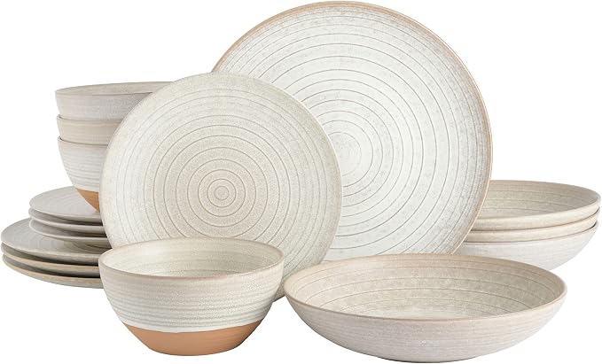Gibson Elite 16 Piece Dreamweaver Double Bowl Terracotta Reactive Dinnerware Set by GibsonHomewares