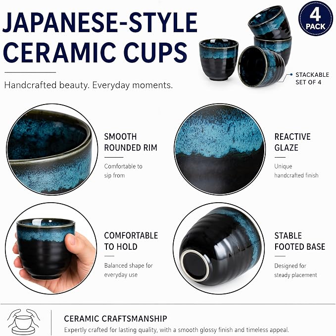 Ceramic Japanese Tea Cups, 5 oz Tea Cup, Chinese Tea Cup, Asian Teacup - Image 3
