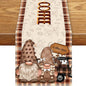 Coffee Theme Table Runner, Rustic Brown Buffalo Gnomes Cafe Cup Car Biscuit by Unknown