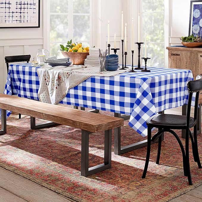 Checkered Tablecloth 2 Pack 52 x 70 inch, Royal Blue and White | Waterproof - Image 5