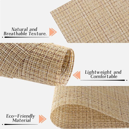 Timeet Placemats Set of 4, Heat Resistant Non-Slip Place Mats for Dining Table, Durable Washable PVC Vinyl Woven Table Mats, Linen Textured Placemats for Kitchen Resistant Easy to Clean(Beige