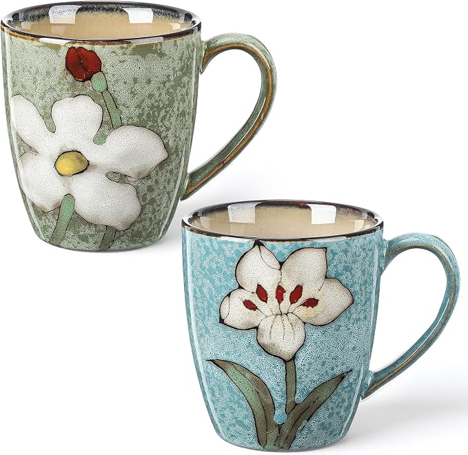 Maxdot 12oz Ceramic Coffee Mugs, Glazing Process Coffee Cup by Maxdot