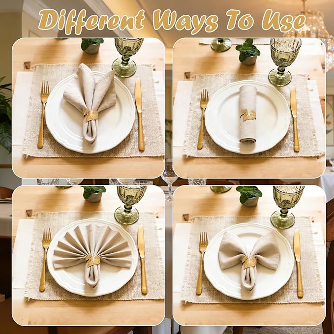 Napkin Rings Set of 6, Metallic Napkin Ring Holder Buckles | Napkin Ring Bulk - Image 3