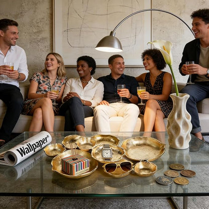 Cluster Serving Tray for Charcuterie – 9 Piece Decorative Bowls Set for Entertaining, Elegant Appetizer Platter with Connected Snack Bowls, Modern Luxury Centerpiece (White)