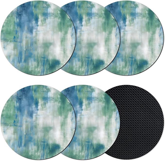 Blue Green Coasters Set of 6, Absorbent Coasters by Unknown