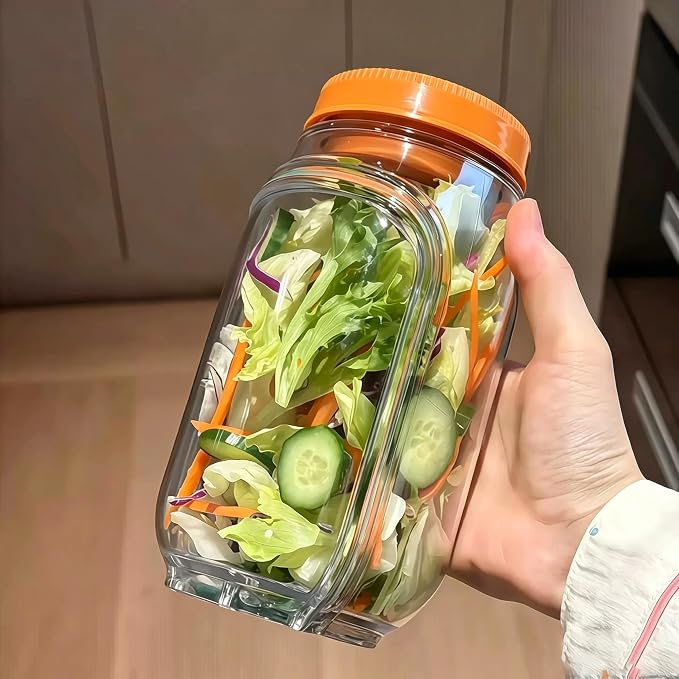 35oz Side Opening Mason Salad Jar | 1000ml Leakproof Portable Salad Container - Image 7