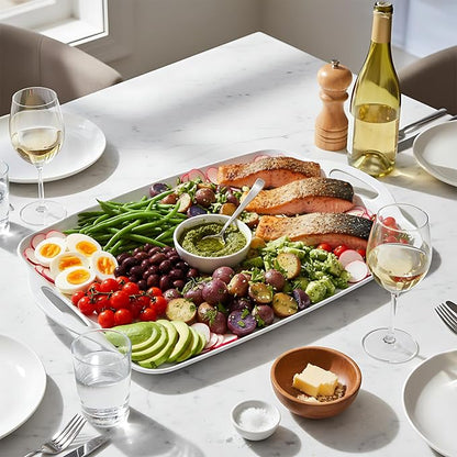 TP Melamine Serving Trays with Handles, 17” x 12”, Pure White | Rectangular - Image 4