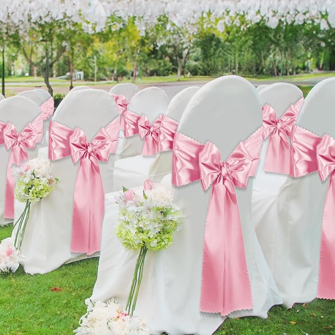 VACVELT Blush Pink Satin Table Runners, 12x72 Inch, 12 Pack, Scalloped Edge | - Image 4
