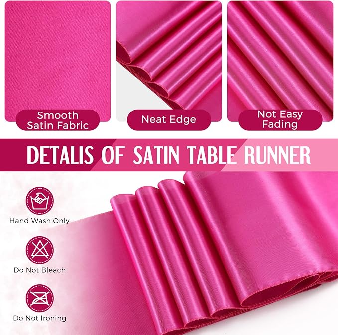 12 Pack Black and Hot Pink Disposable Plastic Tablecloths and Satin Table - Image 6