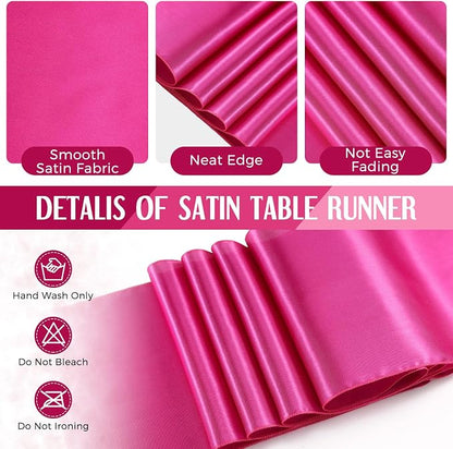 12 Pack Black and Hot Pink Disposable Plastic Tablecloths and Satin Table - Image 6
