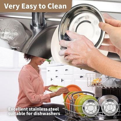HUOIQUE 10 Pcs 6.2 Inches Stainless Steel Cat Bowls, Whisker Friendly Metal Shallow Cat Dishes for Food and Water