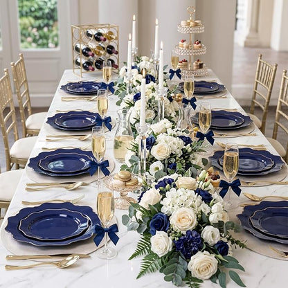 50PCS Navy Blue Disposable Plates Fancy Blue Plates - Image 7