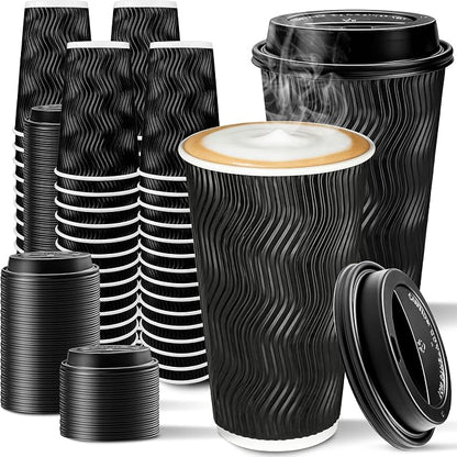 100 Pack 16 oz Disposable Coffee Cups by Sipthene