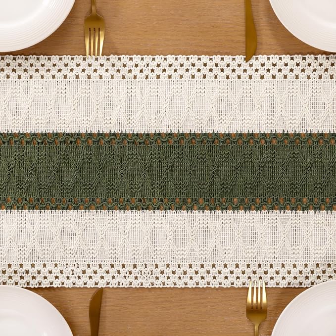 Boho Table Runner Summer Farmhouse Rustic Dining Dresser Scarf Home Decor | - Image 5
