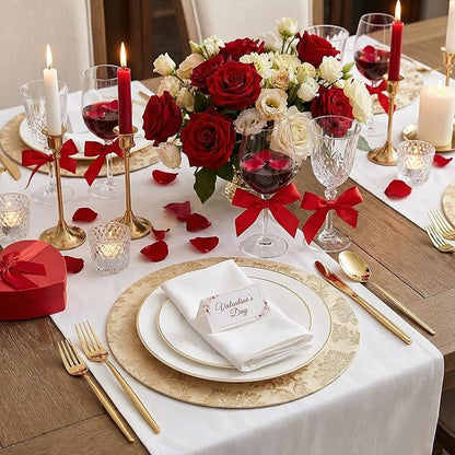 I00000 150PCS White and Gold Plastic Plates with Disposable Silverware for 30 Guests,Nice Disposable Plates,White Plastic Plates Set Include 30 Dinner Plate,30 Dessert Plate,90 Gold Cutlery for Party