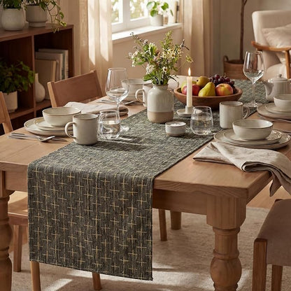 Artoid Mode Dark Grey Cross-Star Textured Table Runner, Seasonal Waterproof - Image 5