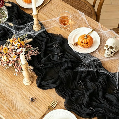6Pcs Black Table Runner, 10FT Black Cheesecloth Halloween Table Runner - Image 2