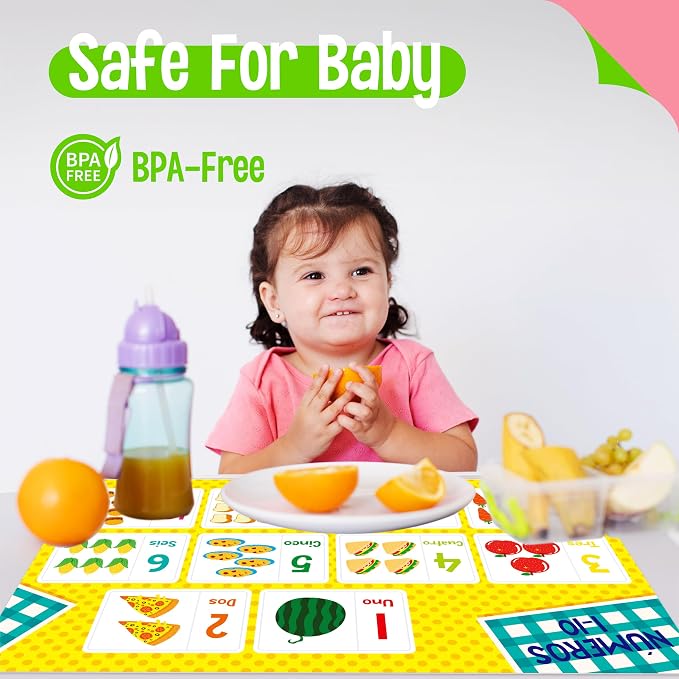 6 Pack Placemats for Kids, Non-Slip Washable Table Mats, Reusable Spanish - Image 2