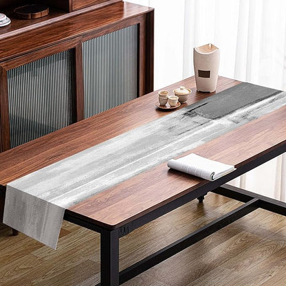 Mcalk Dark Grey Table Runner and Placemats Set of 6 Pieces, Grey Placemat, Cloth Place Mats Indoor for Kitchen, Washable Abstract Placemats Linen Material for Dining Table