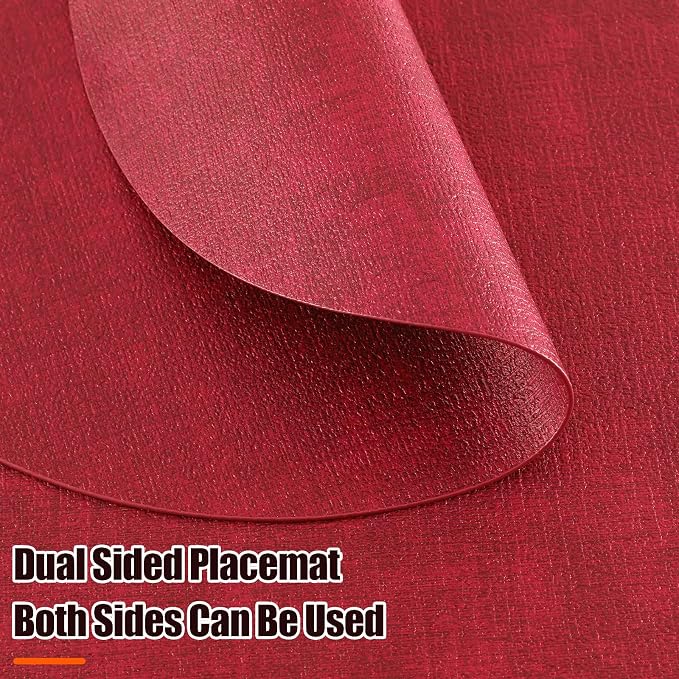 Homaxy Round Faux Leather Placemats and Coasters, Wipeable Place Mats, - Image 3