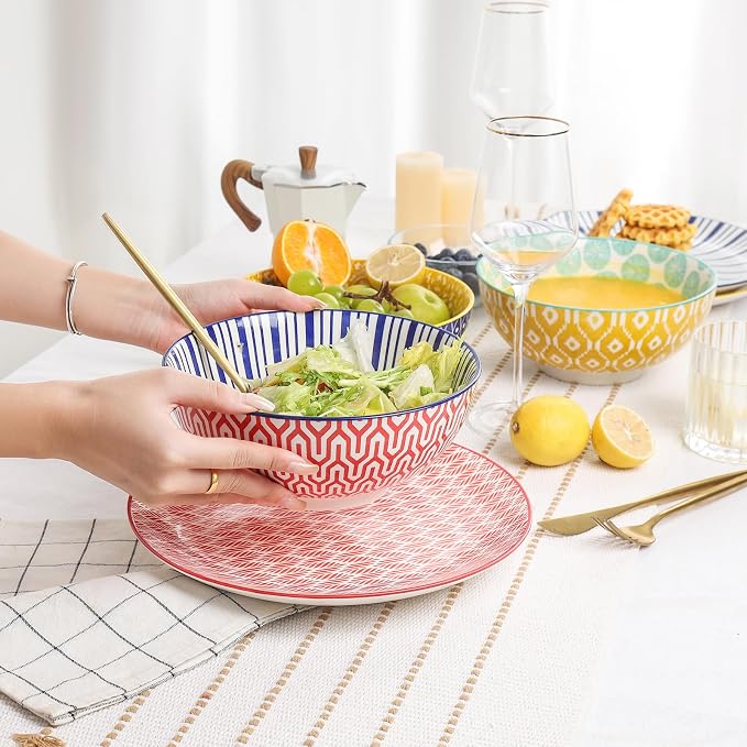 Selamica Ceramic Large Salad Bowls Set, 53 OZ Pho Bowls 8 Inch Soup Bowls - Image 3