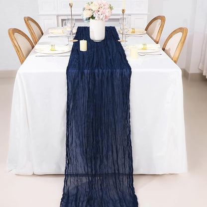 Snowkingdom 10 Ft Navy Blue Cheesecloth Table Runner, 120 inch Long Cheese - Image 3