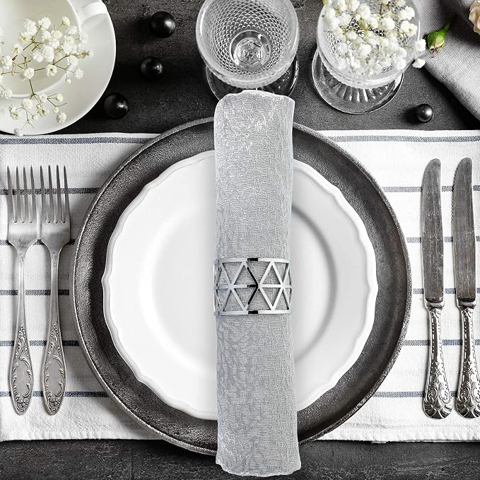 12 PCS Silver Napkin Rings Set Napkin Holders Metal Napkin Ring - Image 4